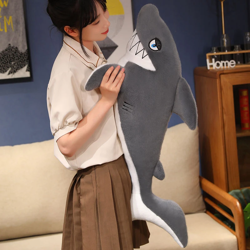 45-85 سنتيمتر Kawaii الكرتون محاكاة أنيمي القرش البحرية الحيوان ألعاب من نسيج مخملي للأطفال القرش اليدوية دمية هدية #4