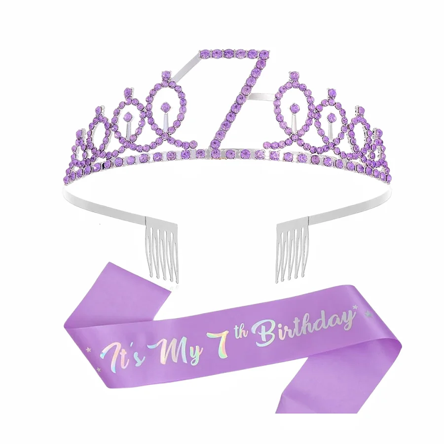 2-teiliges Set Geburtstagskrone und Schärpe für Frauen und Mädchen, 3. 4. 5. 6. 7. 8. 9. 10. Geburtstag, Party-Dekorationen und Geschenke – Detail 6
