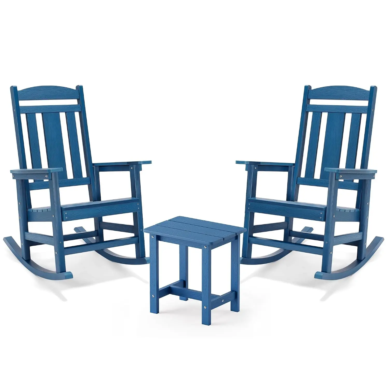 HDPS Poly Rocking Chair Set 3-Piece with Table Weather Resistant Porch Rocker for Garden Backyard 350lb, Customized