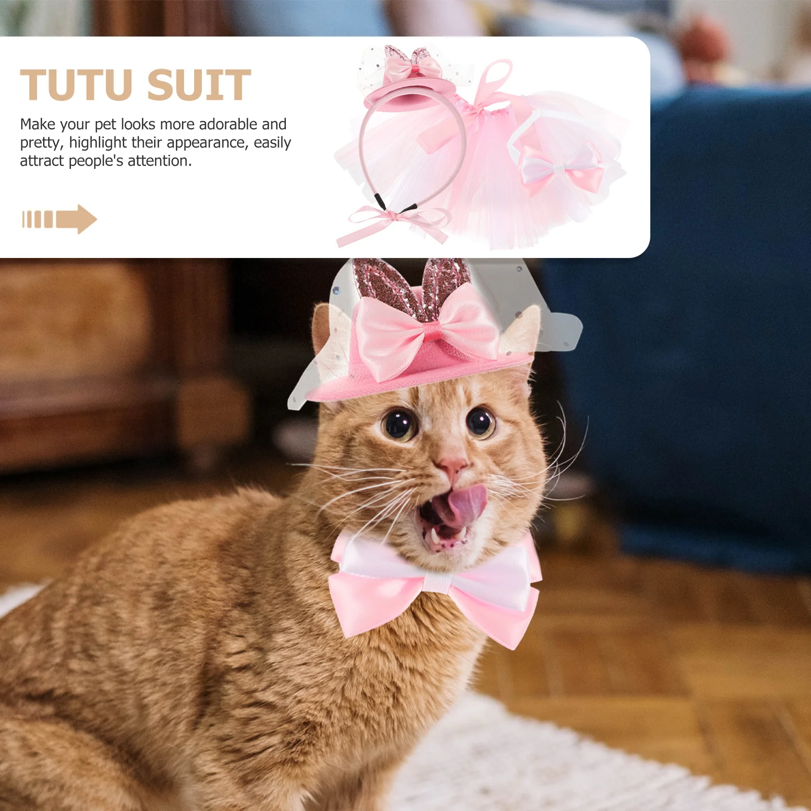 

1Set Costume Skirt Party Outfit Bow Tie Hairband Cute Pet Apparel Set Easter Costumes for Small Dogs