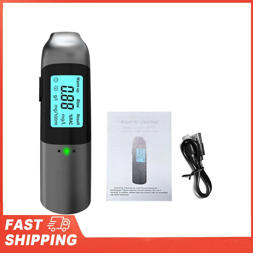 

Бесконтактный алкотестер Портативный перезаряжаемый анализатор дыхания со светодиодным дисплеем Голосовое объявление