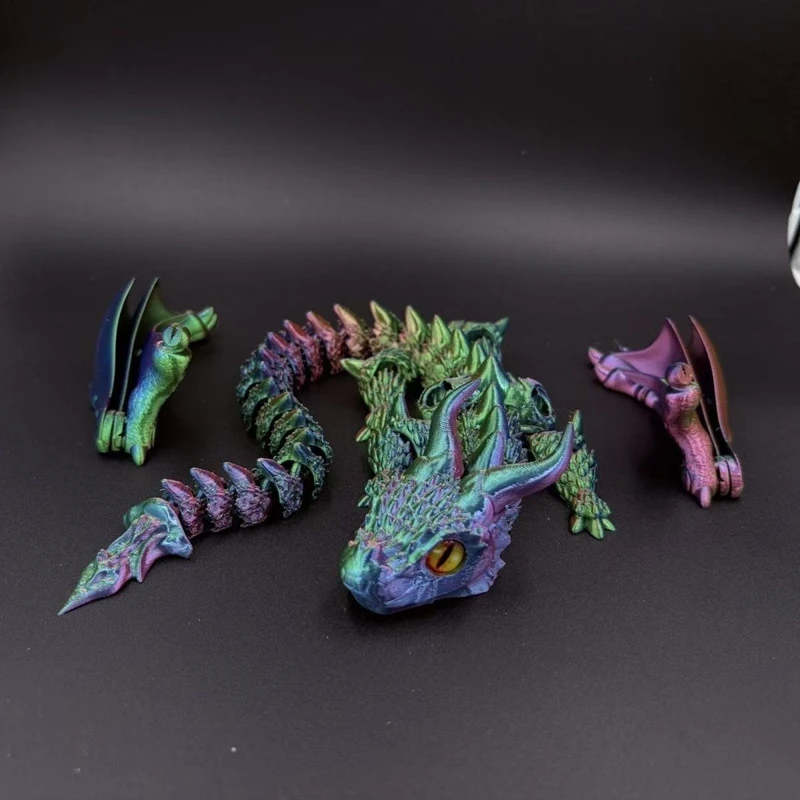 Neuer 3D-gedruckter Wyvern-Drache mit Flügeln, Simulationsmodell, Geschenk, bewegliche Drachen, Fidget-Drachen, Desktop-Ornamente