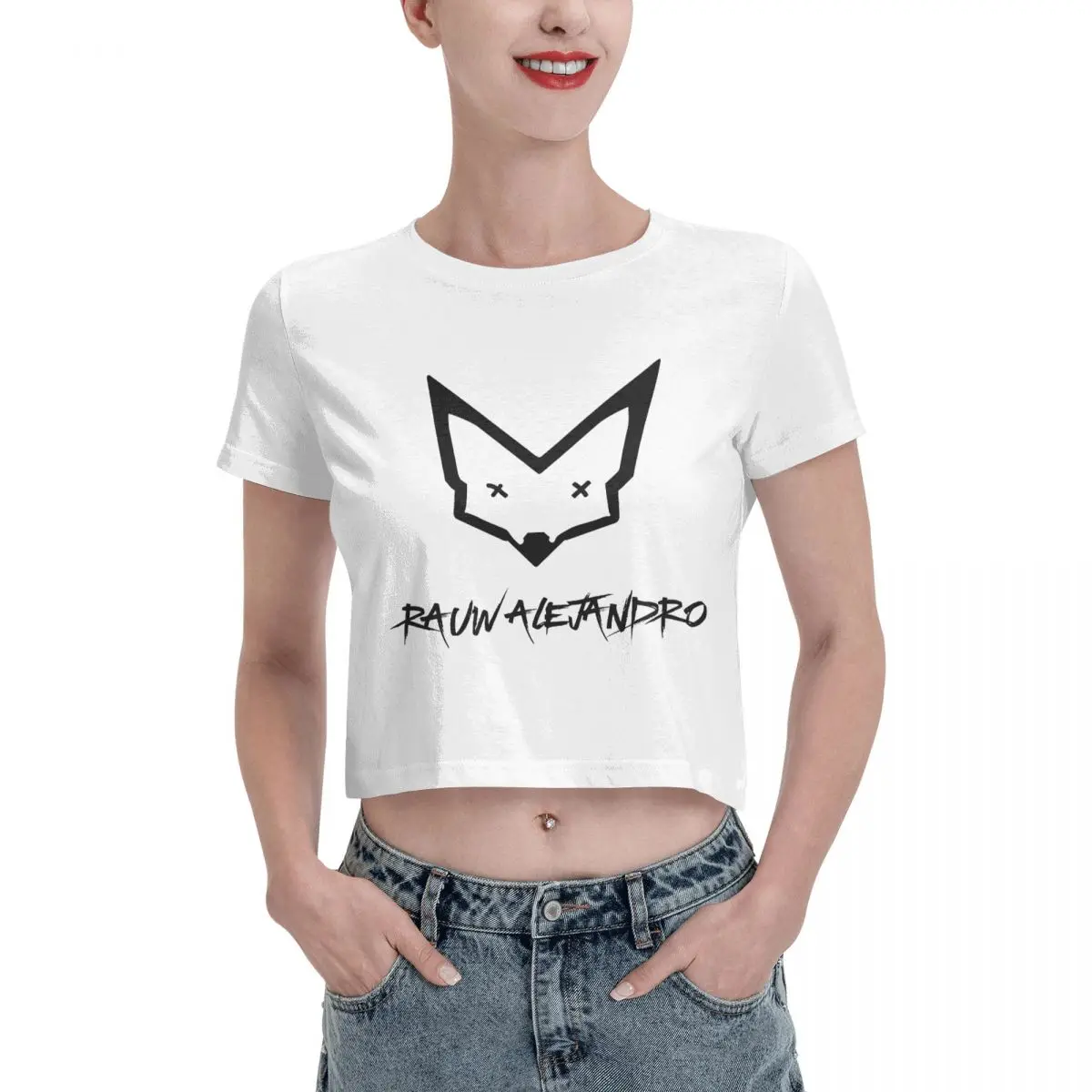 Raw Alejandro Tshirt Cartoon Graphic Tees Female Crop Top,Leak navel T-shirt