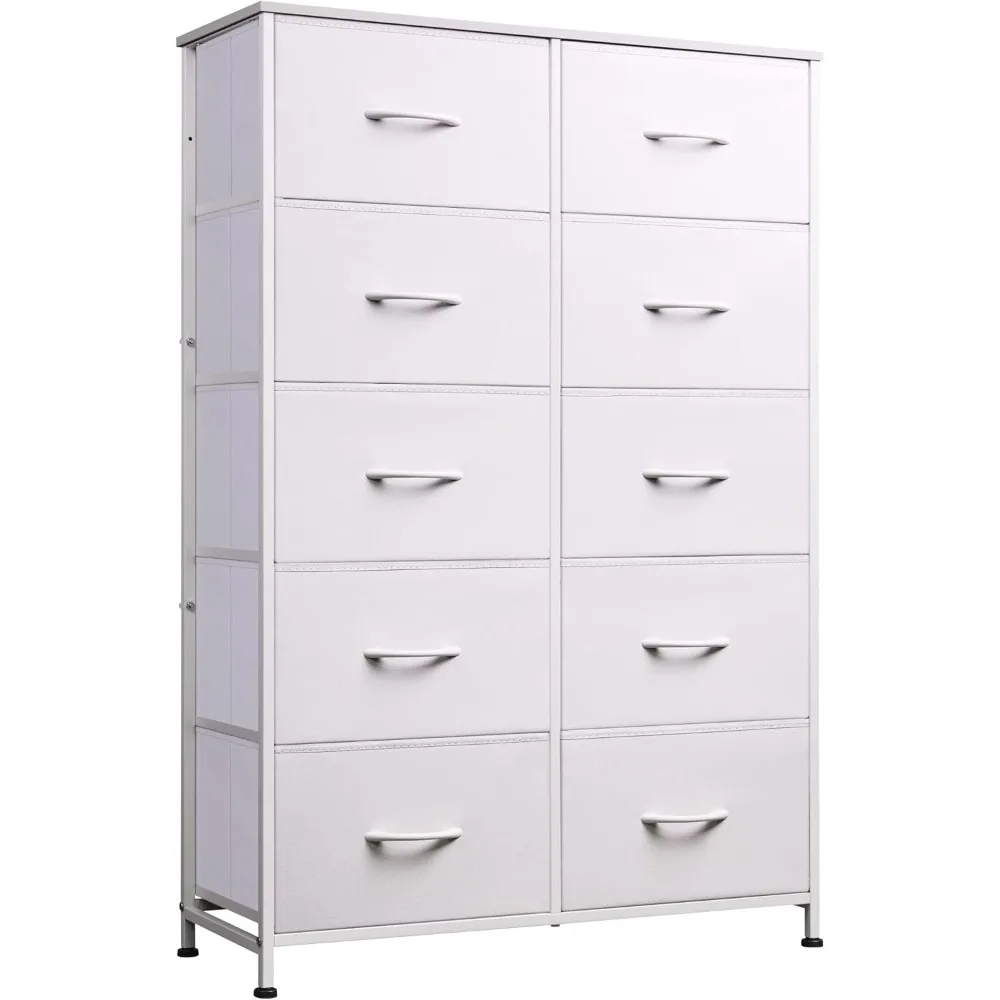 

Tall Dresser for Bedroom with 10 Drawers, Chest of Drawers, Dressers Bedroom Furniture, Storage Organizer Unit with Fabric Bins