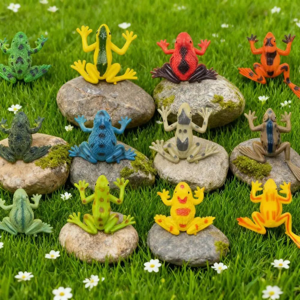 

Набор мини-фигурок лягушки, пластиковые игрушечные модели-амфибии для детей, обучающие коллекционные предметы с тропическим деревом лягушки и домашний декор