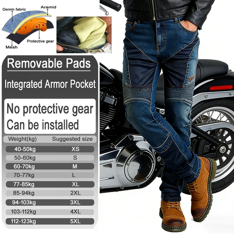 Men summer Motorcycle riding Pants blue Kevlar jeans Abrasion resistant Windproof riding with Armor pockets Armor Not included