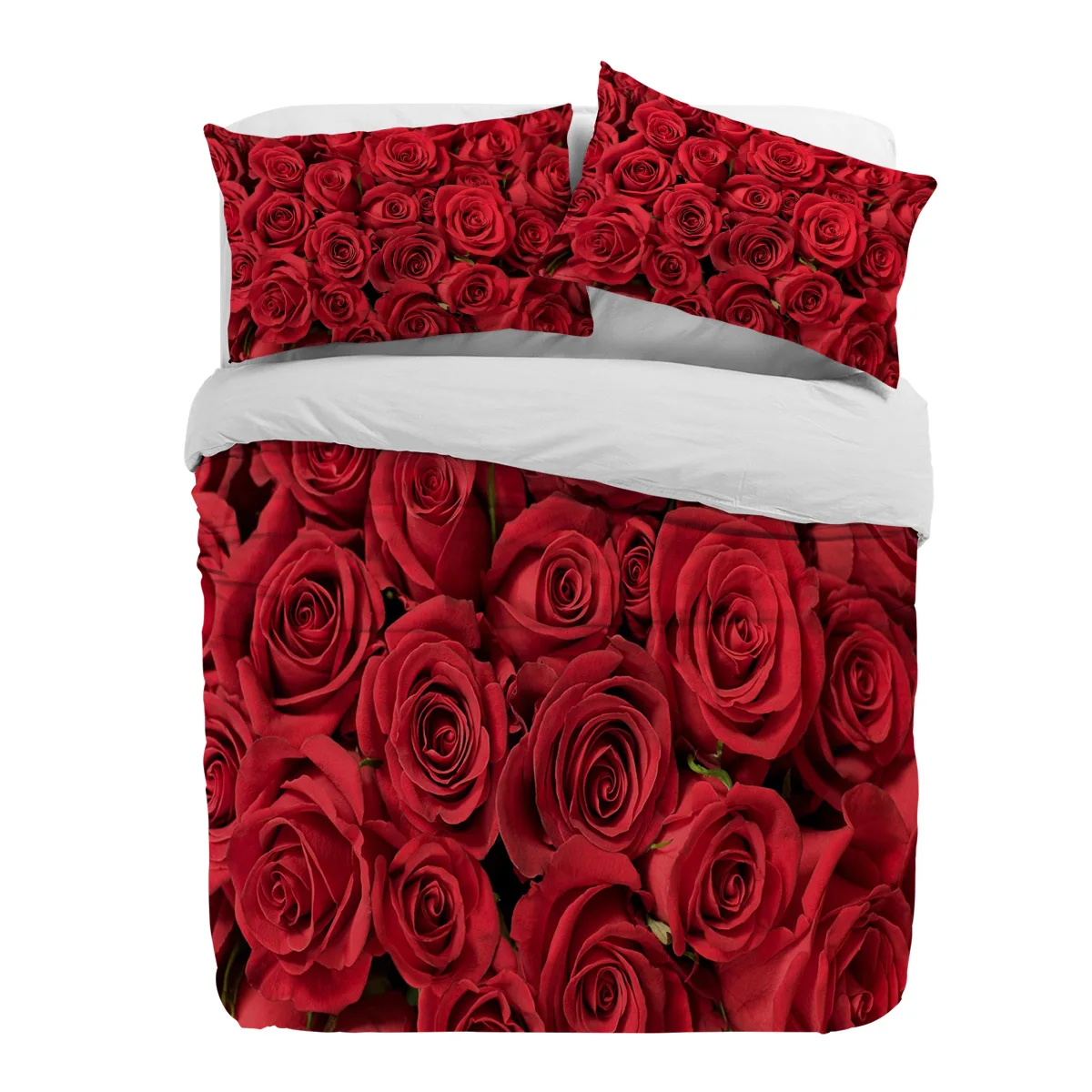 

Red Rose Flower Bouquet Plant Duvet Cover With Pillow Case Custom 3pcs Bedding Set Quilt Cover Double Bed Home Textile