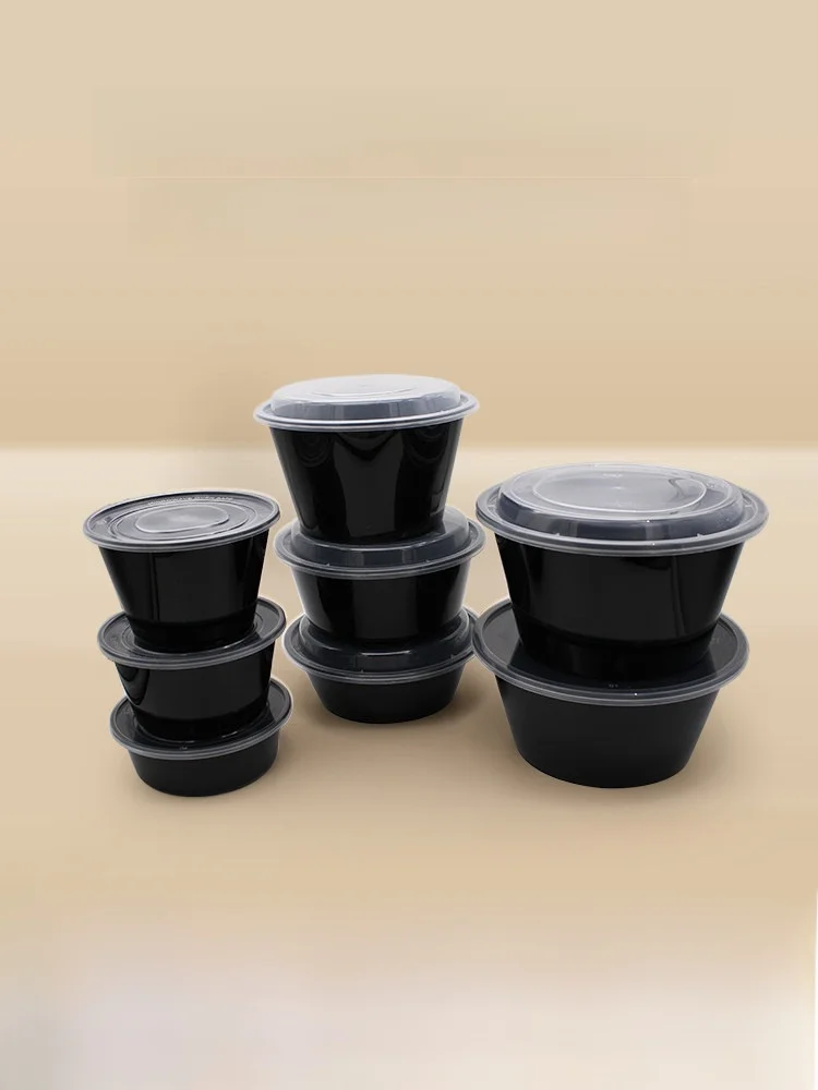 

Thiened одноразовый черный круглый ланч-бокс, высококачественная миска на вынос, коробка для фаст-фуда, миска для супа с лапшой, коробка для бенто для ресторана