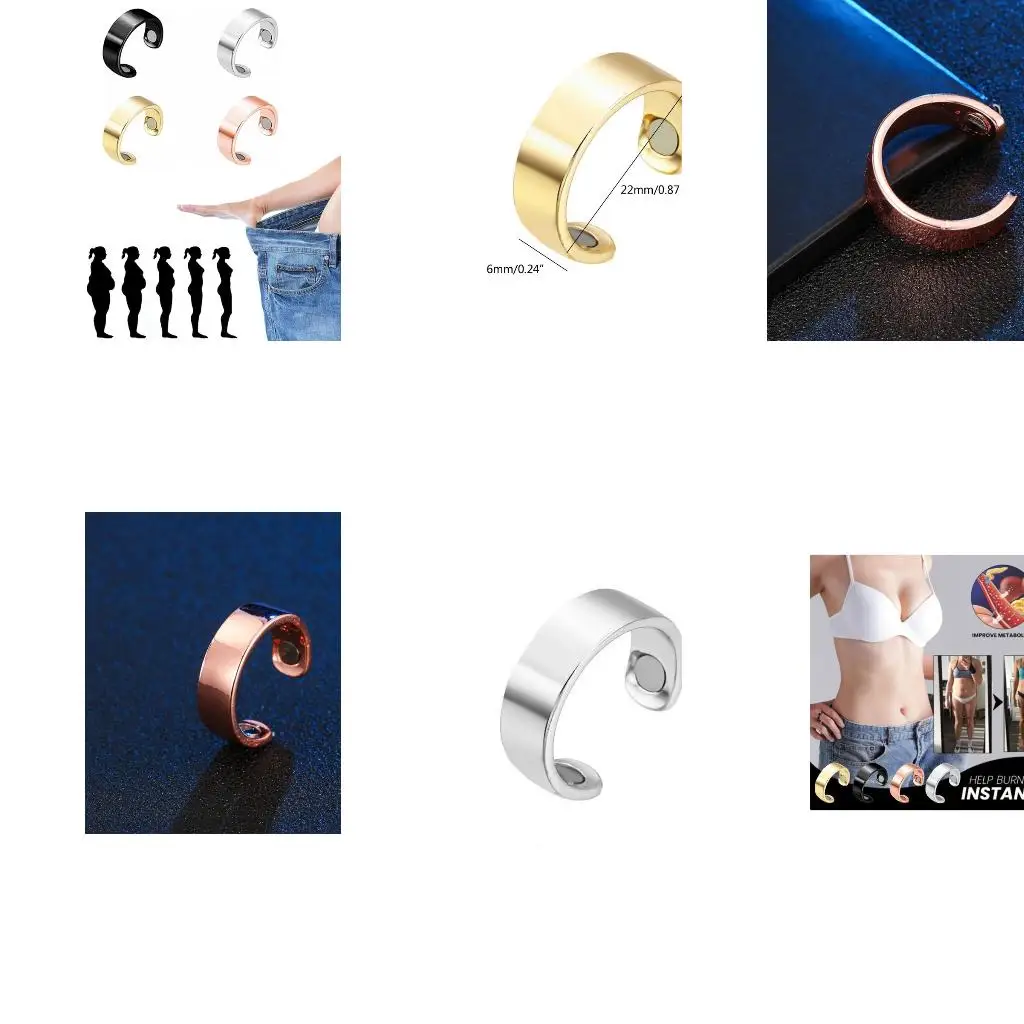 4Pieces Lymphatic Drainage Therapeutic Rings for Women Men Finger Pain Relief Wide Openning Ring Adjustable