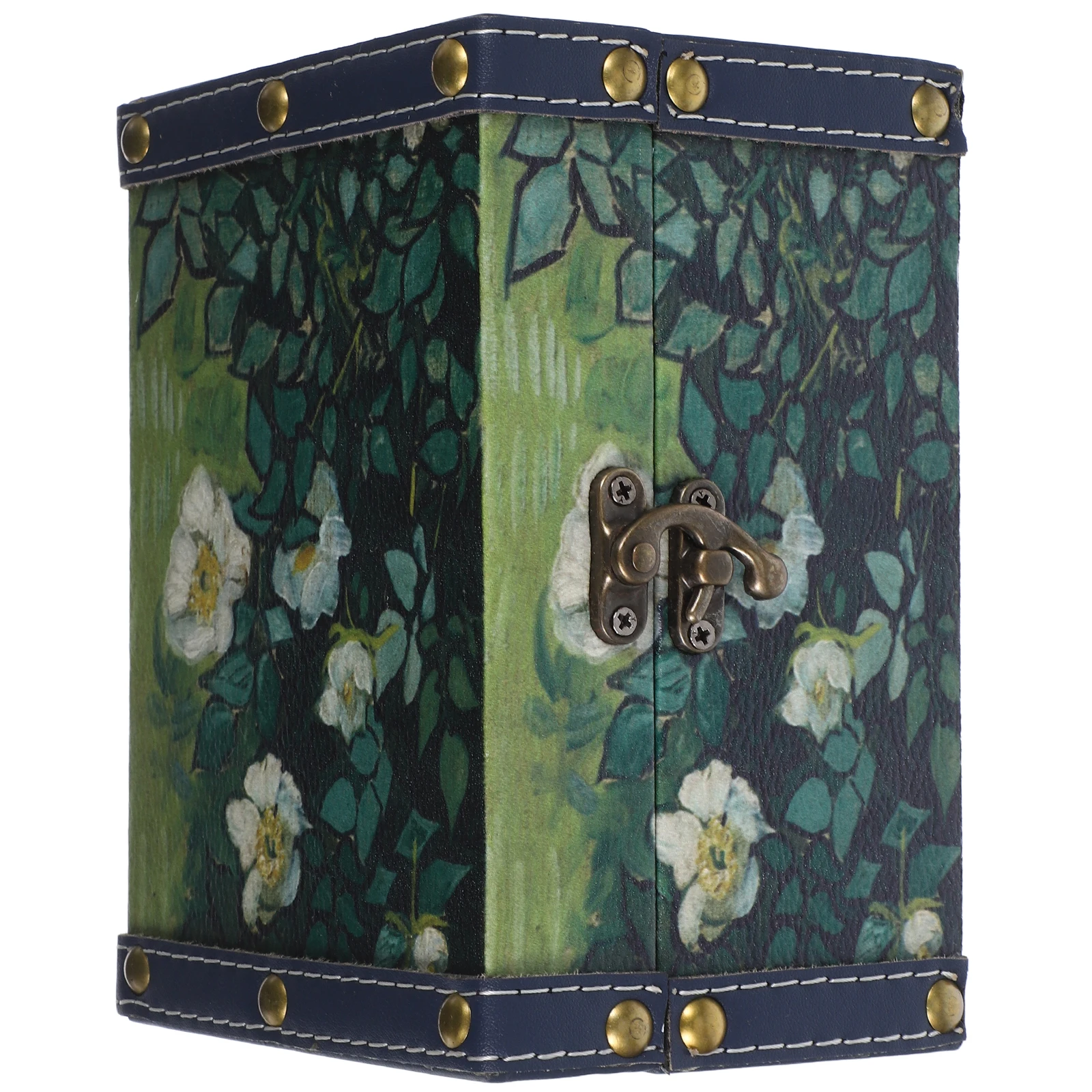 النفط اللوحة الفن صندوق مجوهرات خمر حاوية تخزين خشبية الإسورة سوار القرط حلقة المنظم تذكار الكنز الصدر #1