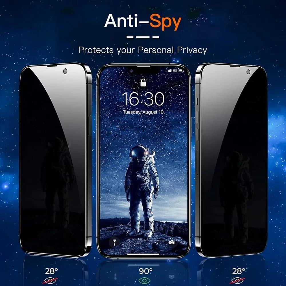 3 قطعة غطاء كامل حامي شاشة الخصوصية آيفون 16 15 13 برو ماكس 16e 15 زائد الزجاج المقسى آيفون 14 12 11 برو X XR XS