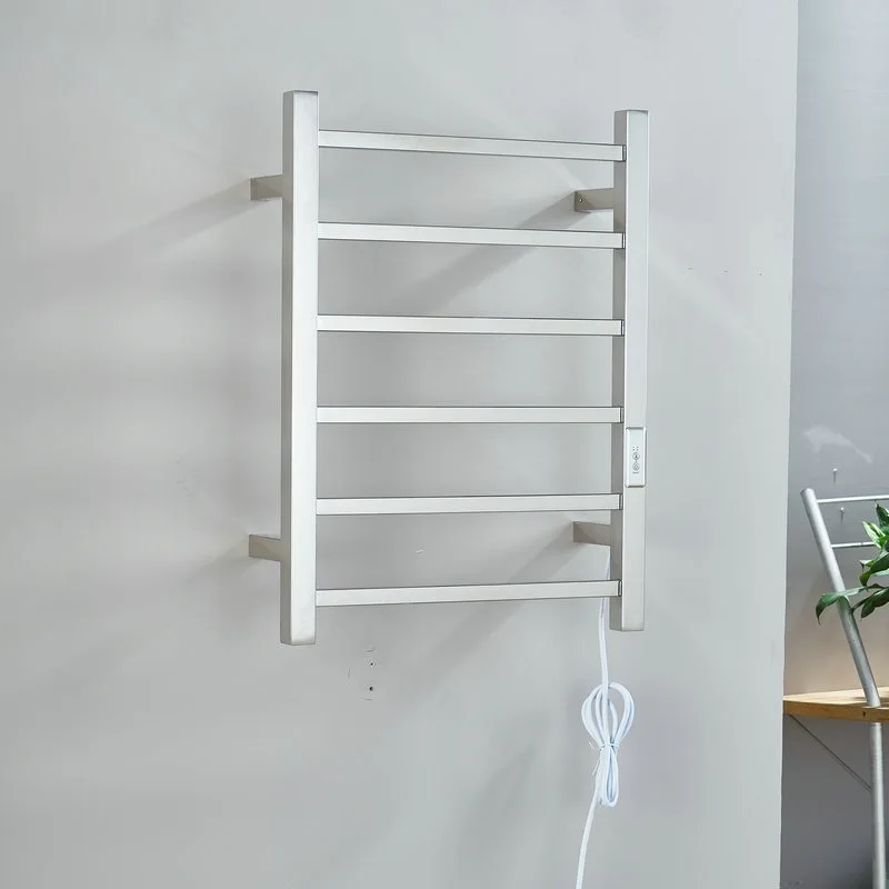 Stainless Steel Smart Electric Towel Rack Chrome Carbon Fiber Drying Heated Towel Holder Bathroom ConstantTiming Bath Towel Rack