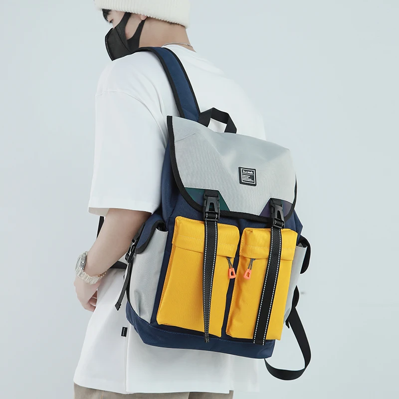 

School Bag Male College Student Trendy Cool Tooling Style Large Capacity Backpack Sports Backpack Student Laptop Bag