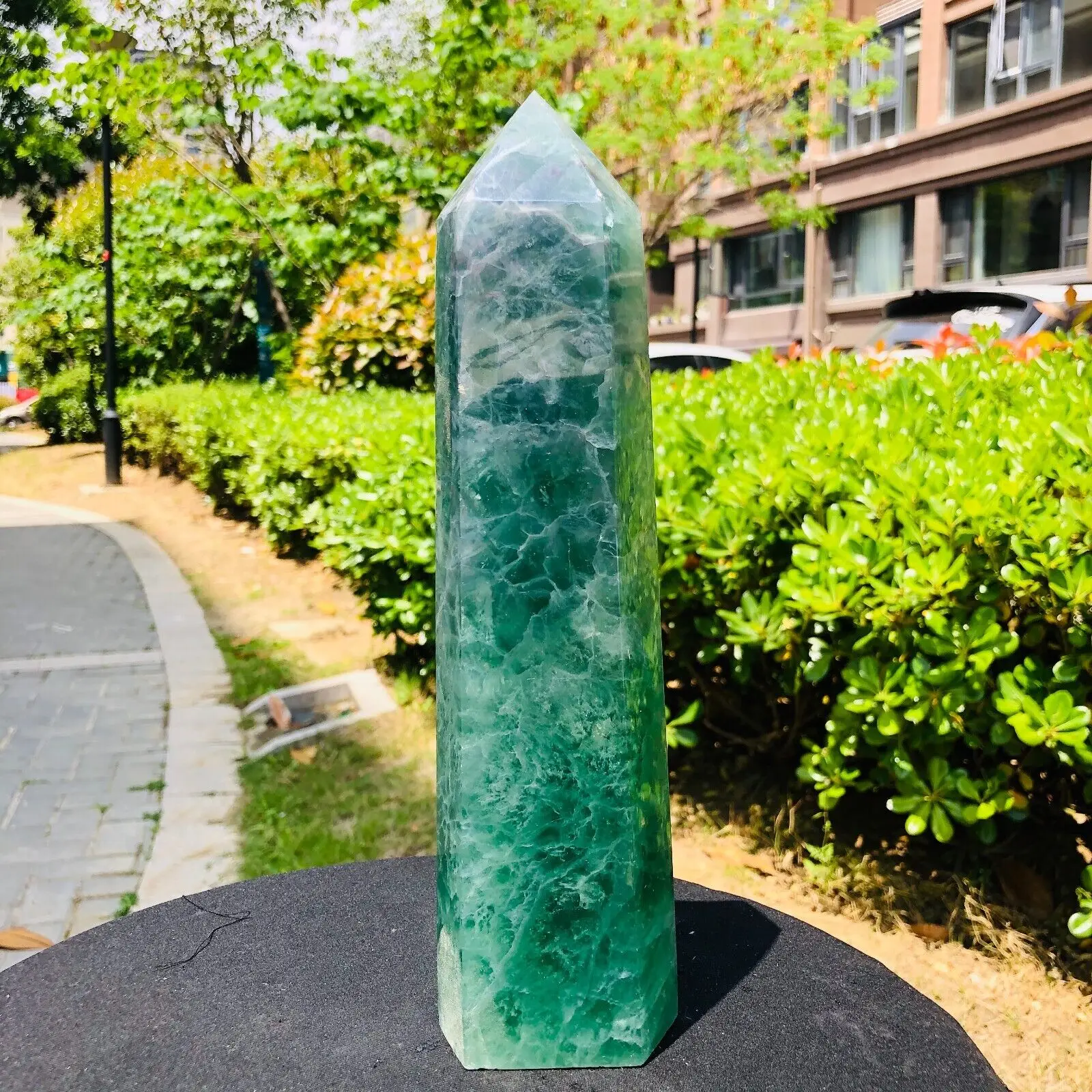 Natural Green Fluorite Tower Quartz Crystal Mineral Obelisk Wand Point Healing Home Office Decoration Craft Gifts