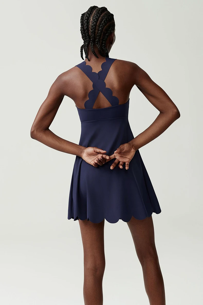 Damen Tennis Yoga Kleid Einfarbig Dehnbarer Weicher Gym-Anzug Atmungsaktiver Laufrock Weiblicher Golf-Kurzrock Sportbekleidung Trainingskleidung – Detail 20
