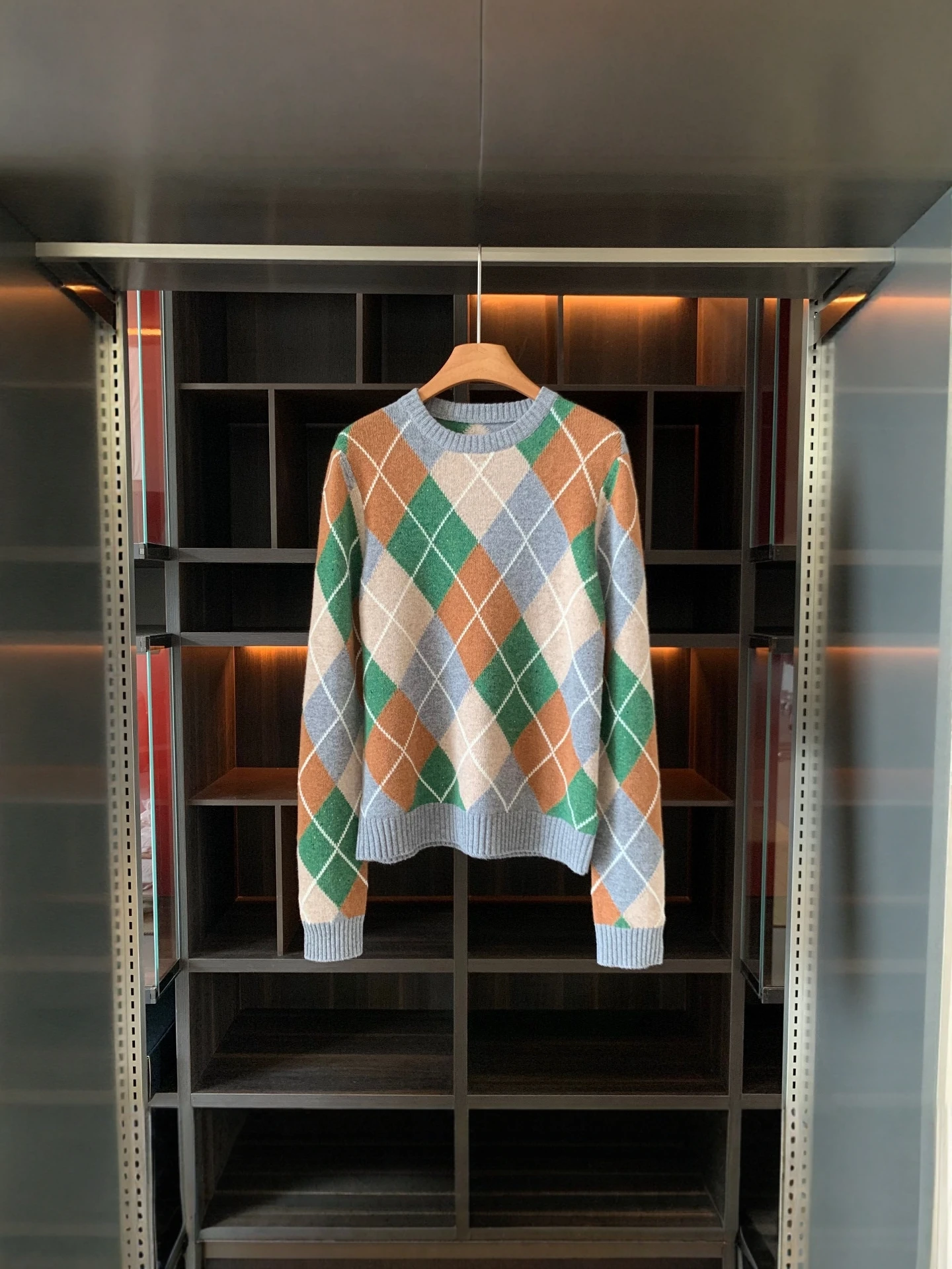 

Original Quali South Oil High-End LP Old Money Sle Autumn Winter New Color Blo Diamond Pattern round Ne Wool Knitwear...