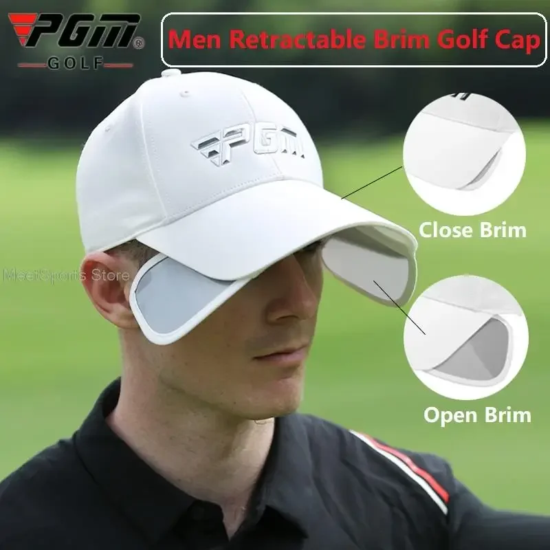 Pgm Summer Men Breathable Caps Retractable Visor Hat Male Anti-Sweat Beach Hat Headwear Men Fishing Hiking UV Protection Cap