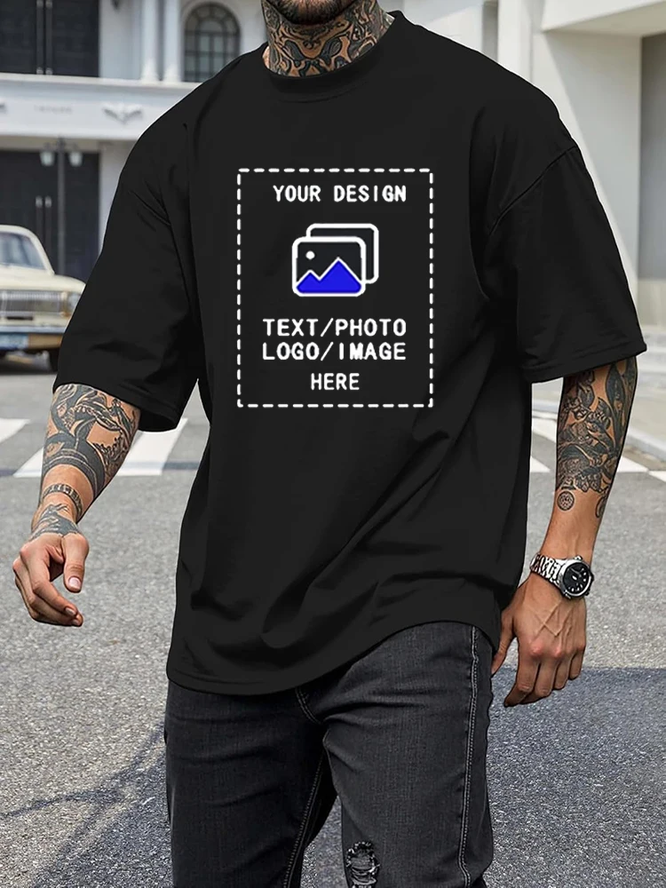 Custom-Made Men's round Neck Short-Sleeved Cotton T-Shirts Personalized Team Tee for Gatherings Gyms Sports