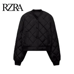 RZRA2024 autumn and winter new women's original diamond quilted pilot cotton jacket short commuting all-match solid color