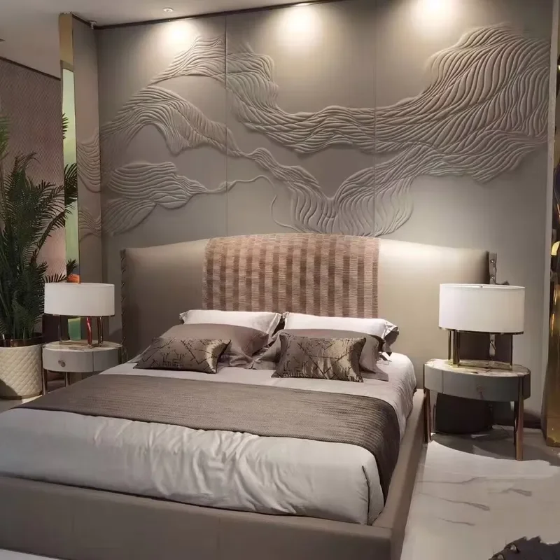 Seamless Spliced Wall Panels for Interior Design Living Room Floral Backdrop TV Headboard 3D Leather Wall Panels