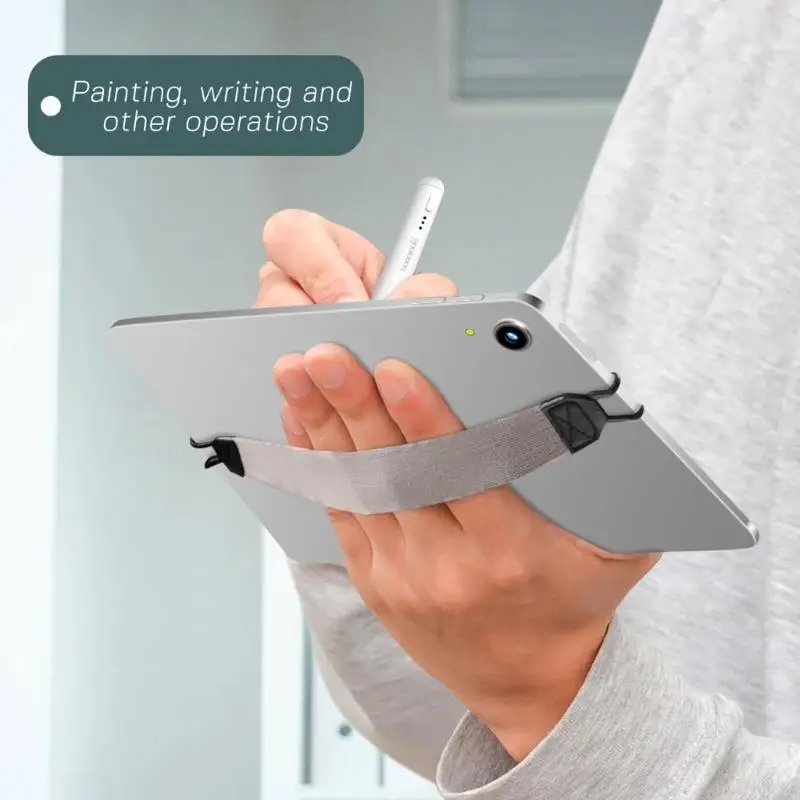 462E Universal Security Hand Strap Holder Finger Grip PU Leather + Double-sided Elastic Belt for Pad Tablet E-Reader