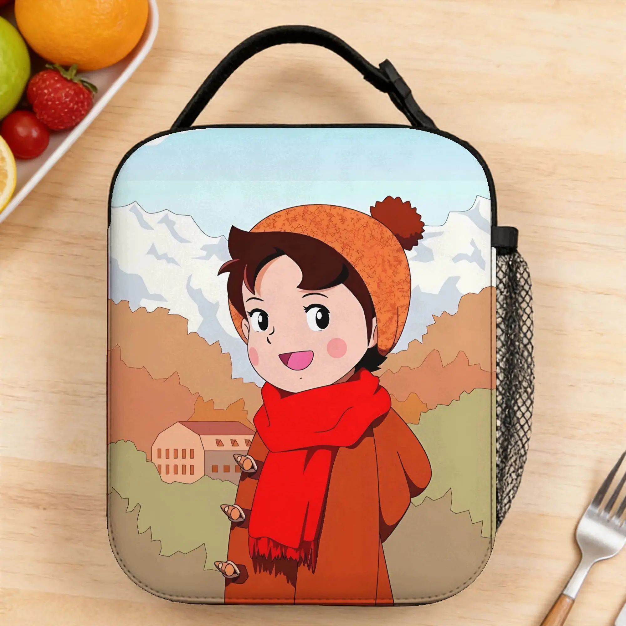 Custom Alps Mountain Girl Happy Heidi Lunch Bag For Girl Boy  Print Office Lunch Box Casual Convenient Oxford Cooler Bag