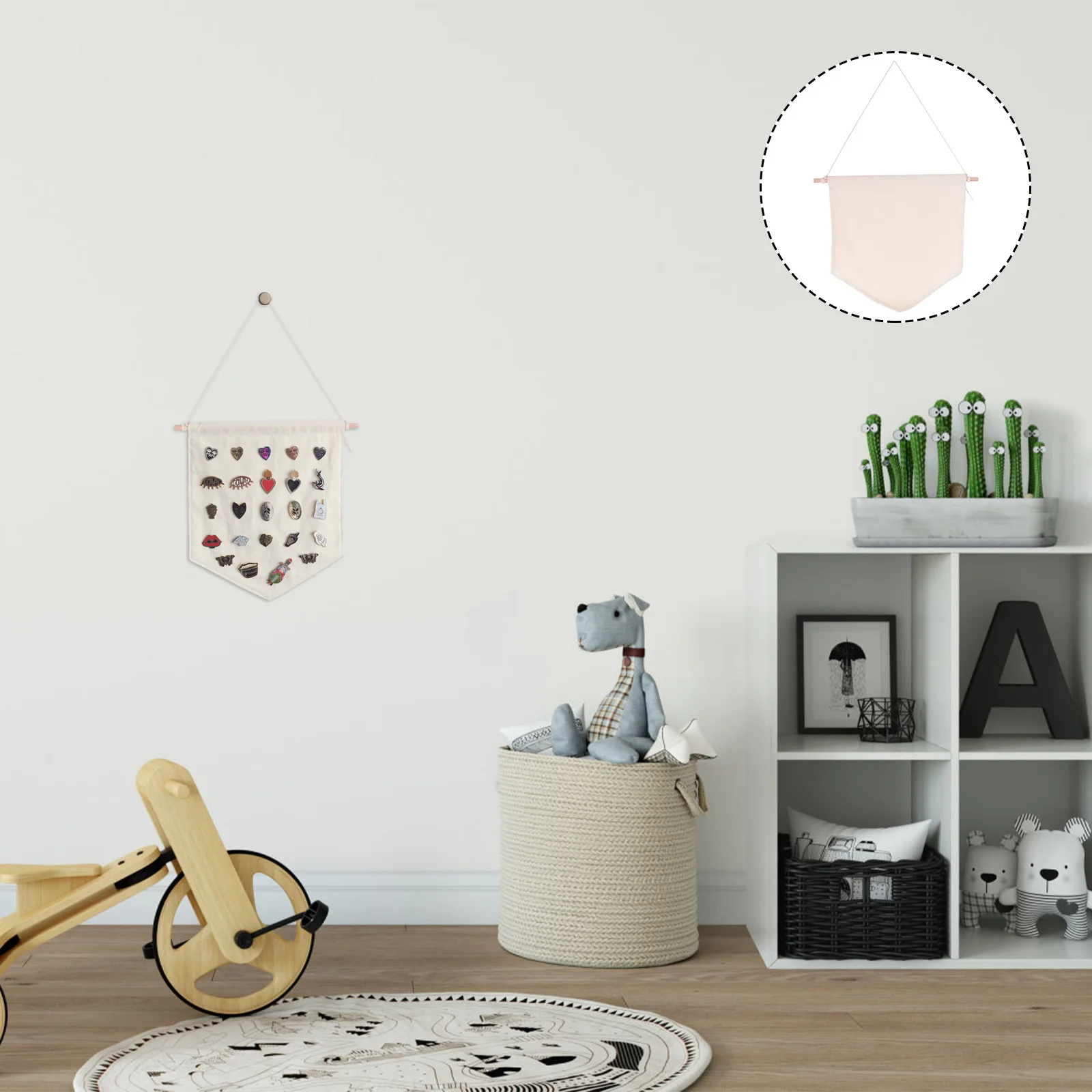 

Wall-hung Pin Display Banner for Enamel Pins Plain Blank Canvas Pennant Banner Pins Teaching Tools DIY