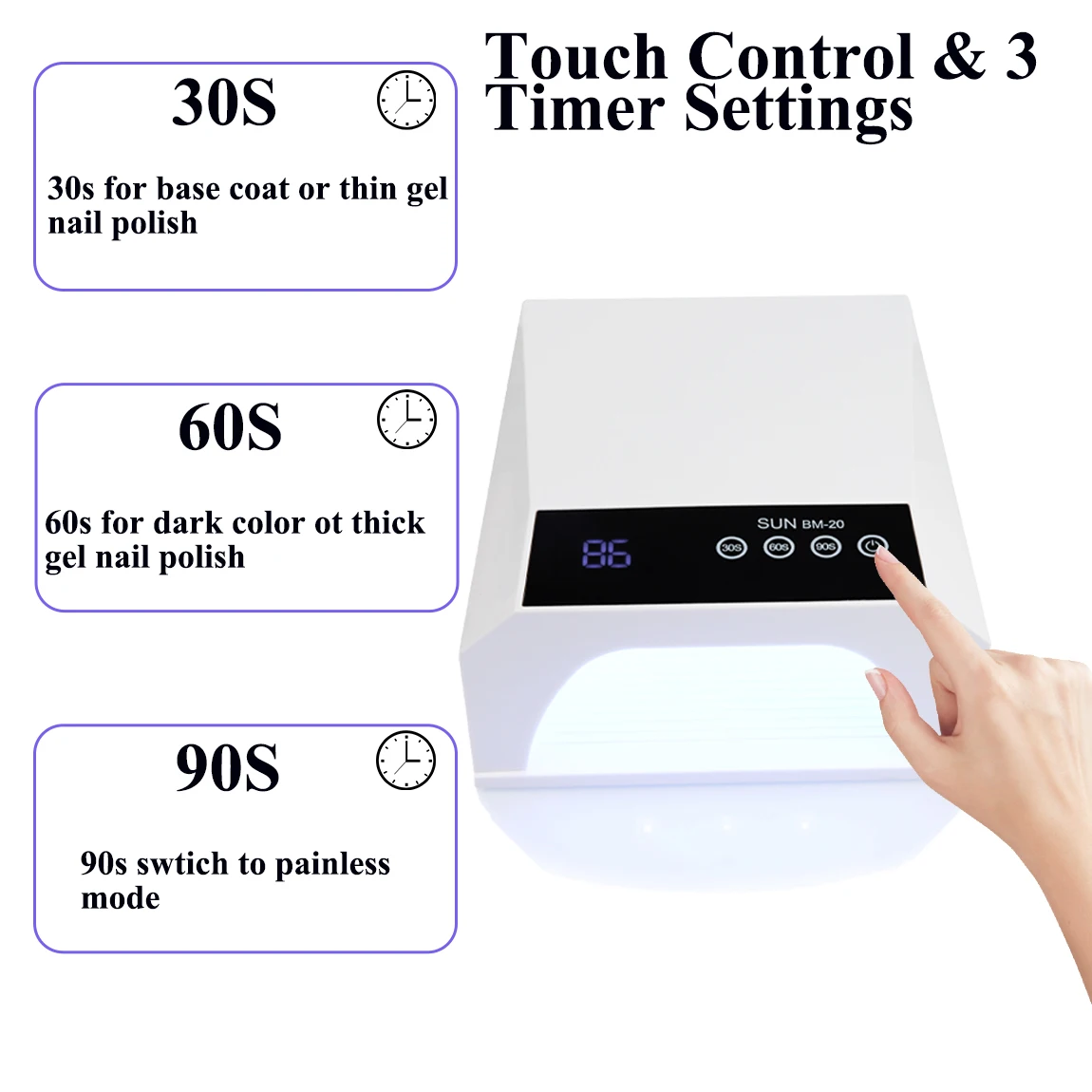เครื่องอบเล็บยูวีแอลอีดีแบบชาร์จไฟได้ 42 ดวง พร้อมหน้าจอ LCD ตั้งเวลาได้ 3 ระดับ อุปกรณ์ทำเล็บสำหรับใช้ในบ้านและร้านเสริมสวย