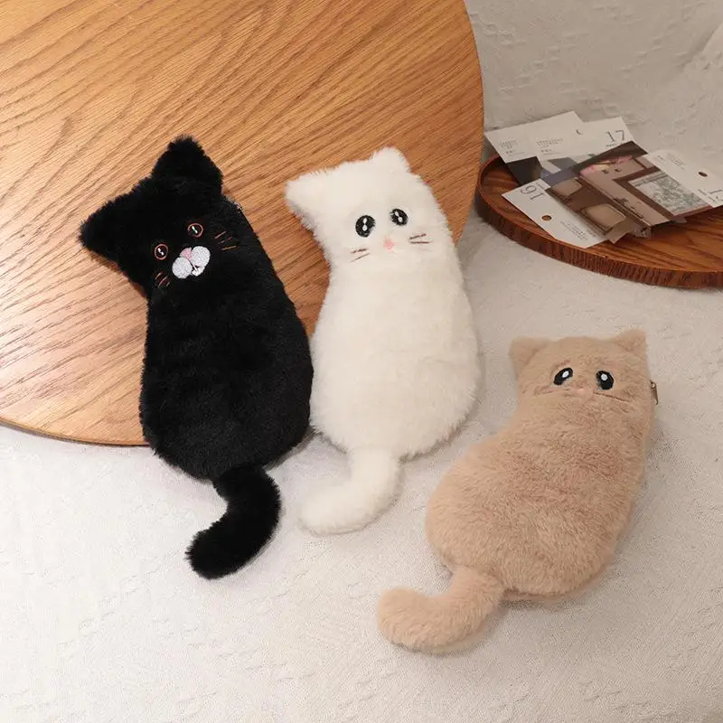 Kawaii Cat Pencil Case - Japanese Style Plush Stationery Bag for Middle School Cute Cartoon Small Items Organizer〔YY33〕