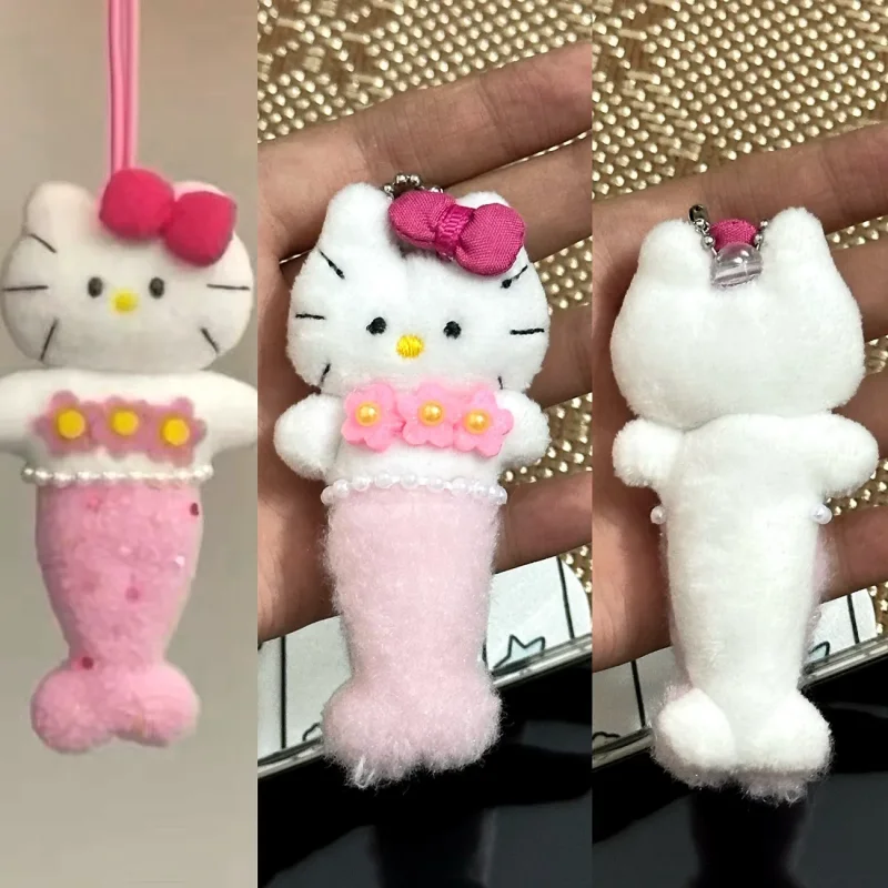 Kawaii 헬로 키티 Sanrio 플러시 장난감 귀여운 인어 시리즈 플러시 인형 배낭 펜던트 키 체인 소녀 휴일 생일 선물