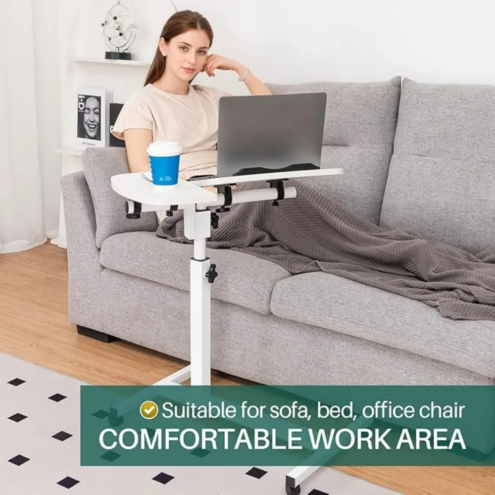 Lifting Mobile Computer Desk Foldable 360° Rotating Plate Double Anti-slip Strip Height Adjustable Space Saving Home Table Stand image 4