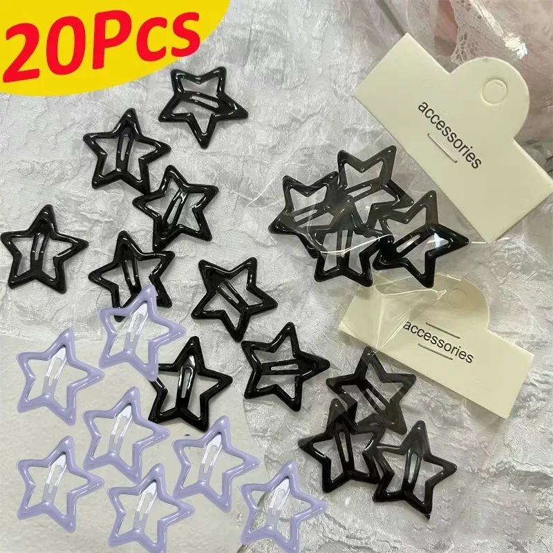 Fashion Y2k Black Gray Star Hair Clips for Girls Oil Drop Metal Barrettes Hairpins Cute Headwear Women Korean Hair Accessoires