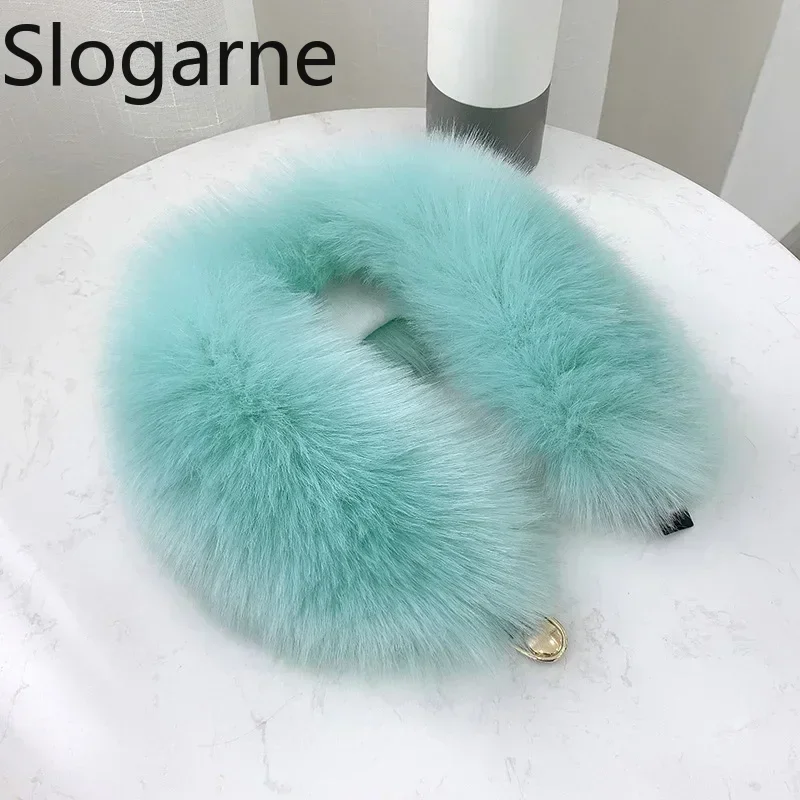 

Зимний воротник из искусственного лисьего меха, шаль, толстая теплая защита шеи, пальто с капюшоном, меховой декор, шейный платок, куртка, воротник, накидка