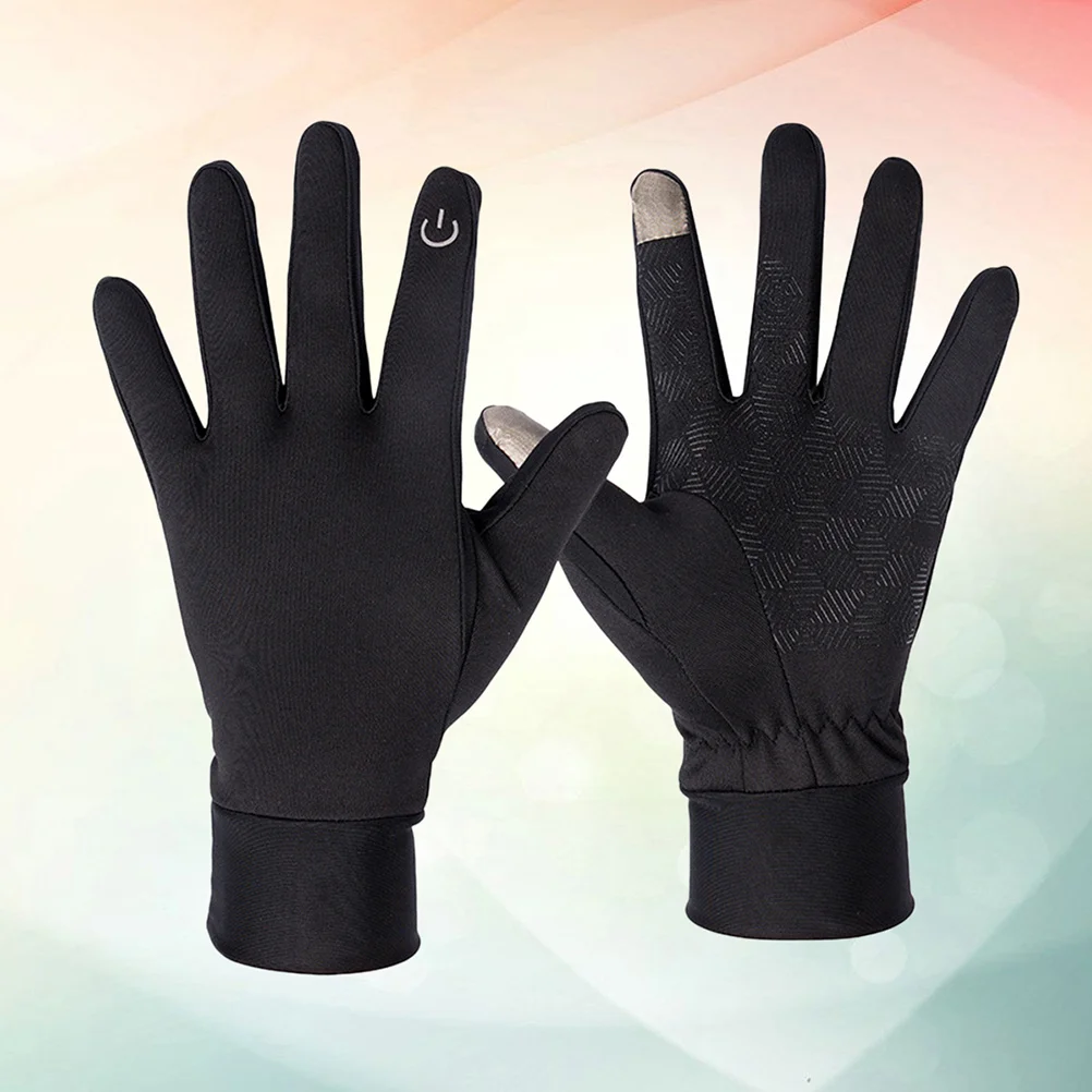 Black S Windproof Touchscreen Gloves Winter Cycling Running Hiking Sports Thermal Grip Silicone Particles Convenience