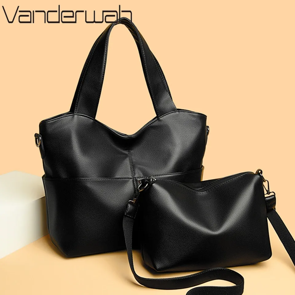 

2 Sets Women Handbags Top Quality Pu Leather Luxury Large Capacity Tote Bag Ladies Crossbody Shoulder Bag Purses and HandbagsSac