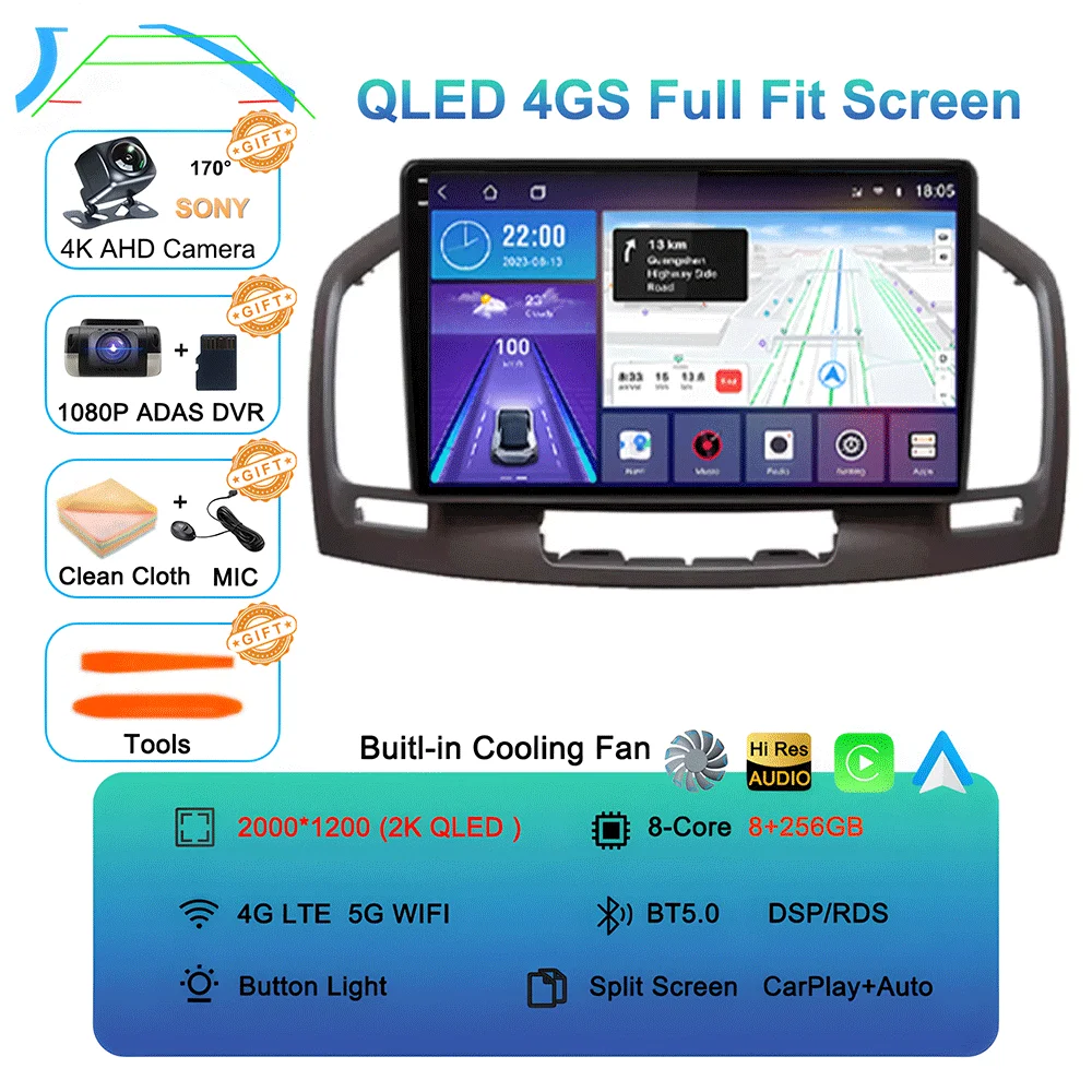 Android 16 Carplay Autoradio WIFI + 4G Voor Buick Regal Opel Insignia 2009 2010 2011 2012 2013 Multimidia Speler GPS Navi Stereo BT