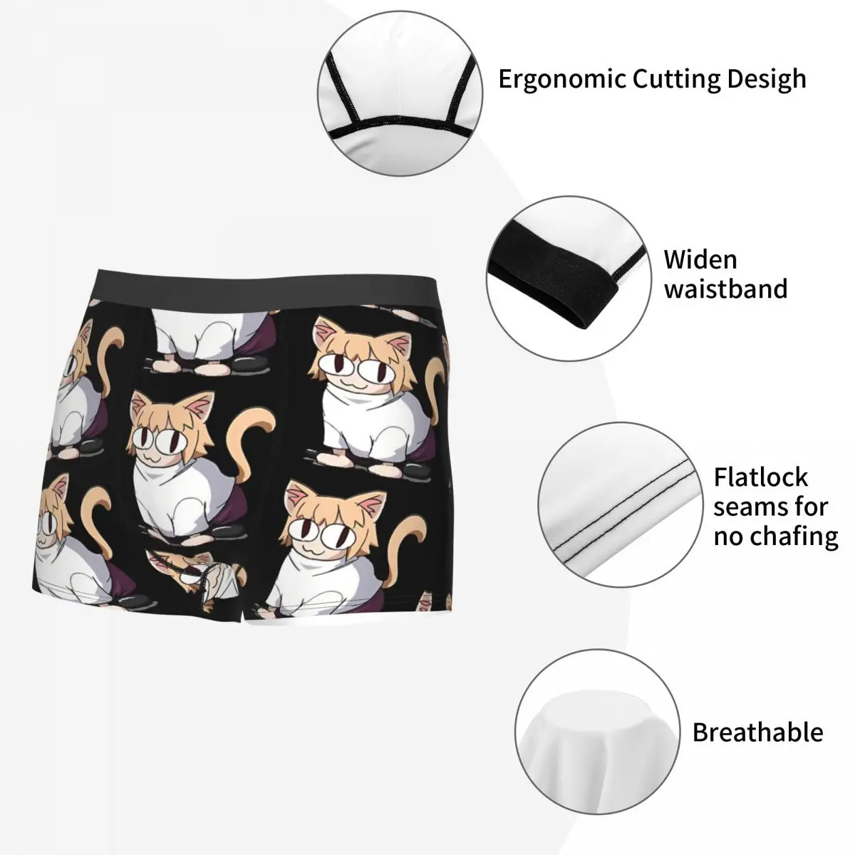 Cat Man\'s Boxer Briefs Underpants Neco Arc Highly Breathable High Quality Sexy Shorts Gift Idea