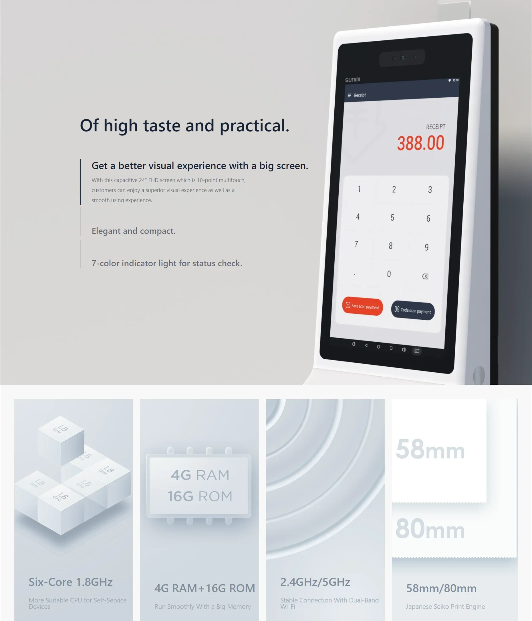 K2 Standing Multi Touch Screen Self Ordering Kiosk Pos Printer Floor Standing Self Service Payment Kiosk For Supermarket