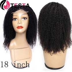 Perruque Lace Closure Wig naturelle indienne Remy, cheveux crépus bouclés, afro, 4x4, 13x4, 250% HD, densité 100%