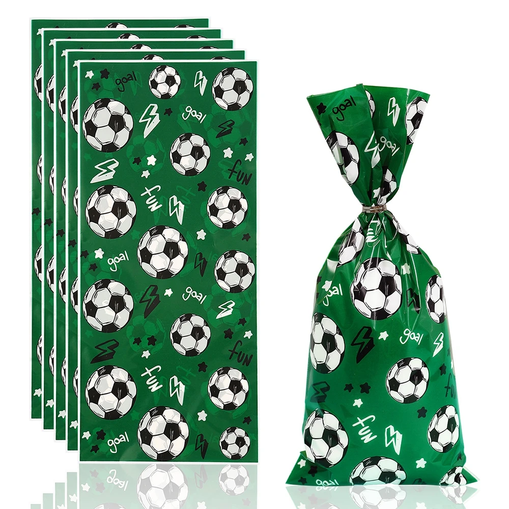 25/50pcs Football Theme Gift Wrapping Bags Soccer Candy Bag Cookie Bag Fans Party Favor Bags for Boys Birthday Party Decor