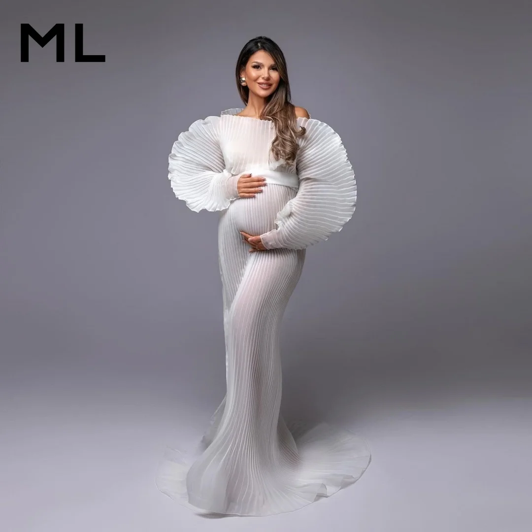 ML Modern Pleated Wedding Dress Off Shoulder Mermaid Floor Length Illusion Formal Occasion Bride Party Evening Gown Customzied