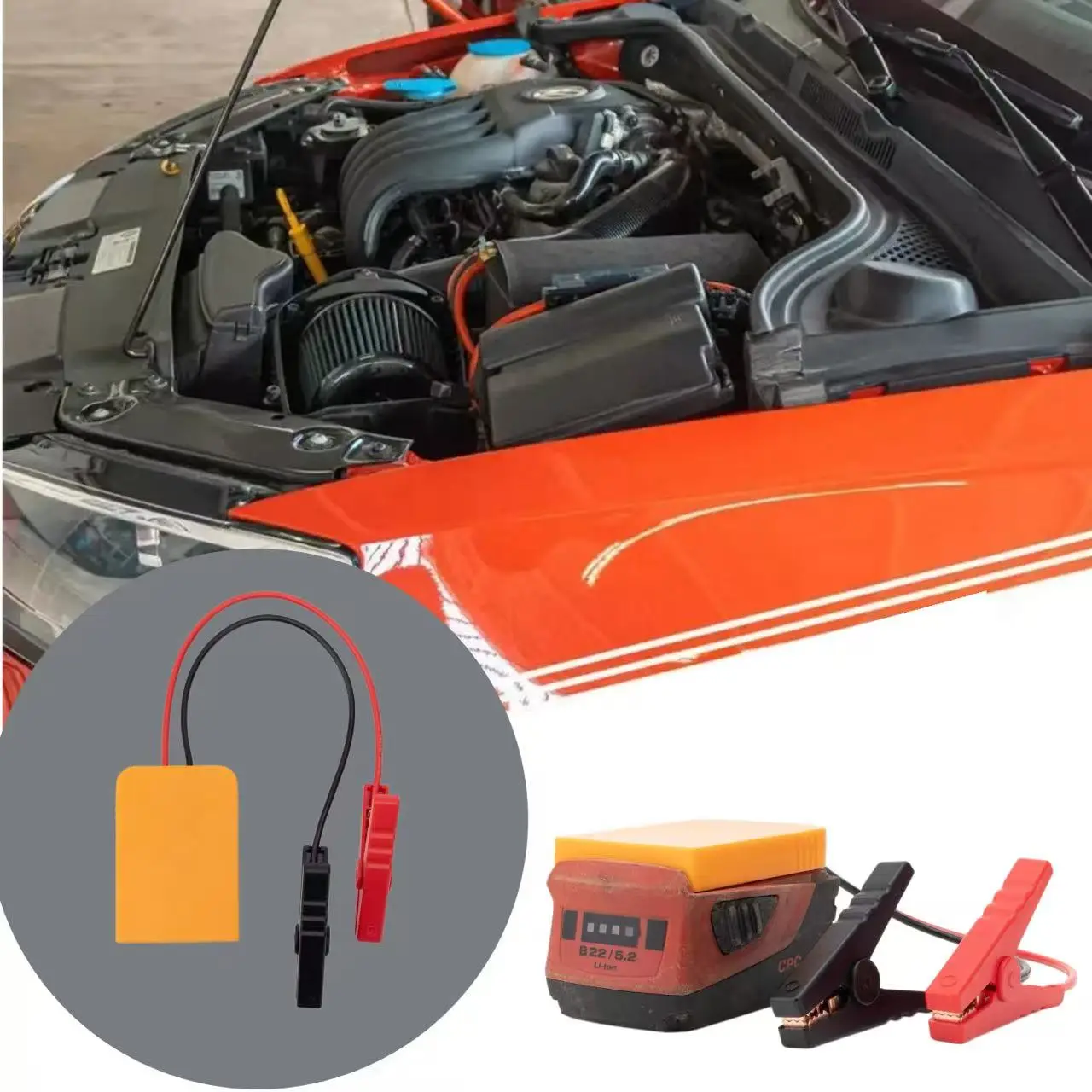 

Portable Car Jump Starter Adapter 2 USB Emergency Booster for r Hilti 22v/Parkside x20v/ Ozito 18v Battery(No Battery)