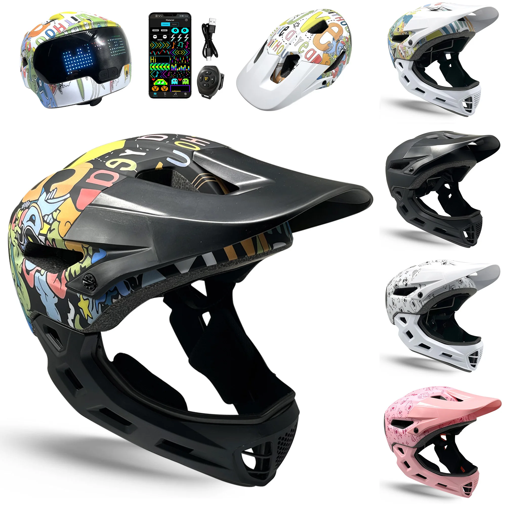

Smart DIY LED Kids Balance Bike Helmet Child's Cycling Bicycle Safety Cycling Helmet LED Display with App control