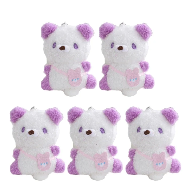 

5pcs Cartoon Stuffed Panda Keychain Backpack Pendant Stuffed Toy Keychain Bag Birthday Gift for Boy Girls 15UB