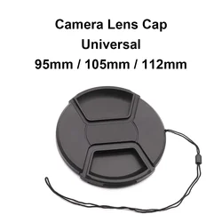Center Pinch Lens Cap 95mm / 105mm / 112mm Universal Plastic with rope For Sony Canon Nikon Pentax Olympus Panasonic Fujifilm