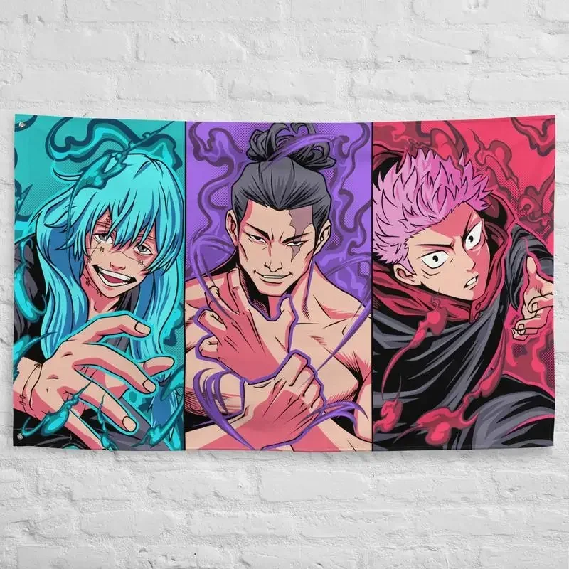 Yuji Todo Mahito Anime Flag Outdoor Decor Garage Decoration for Bedroom Advertising Custom Flags Barber Shop Tapestry Wall Art