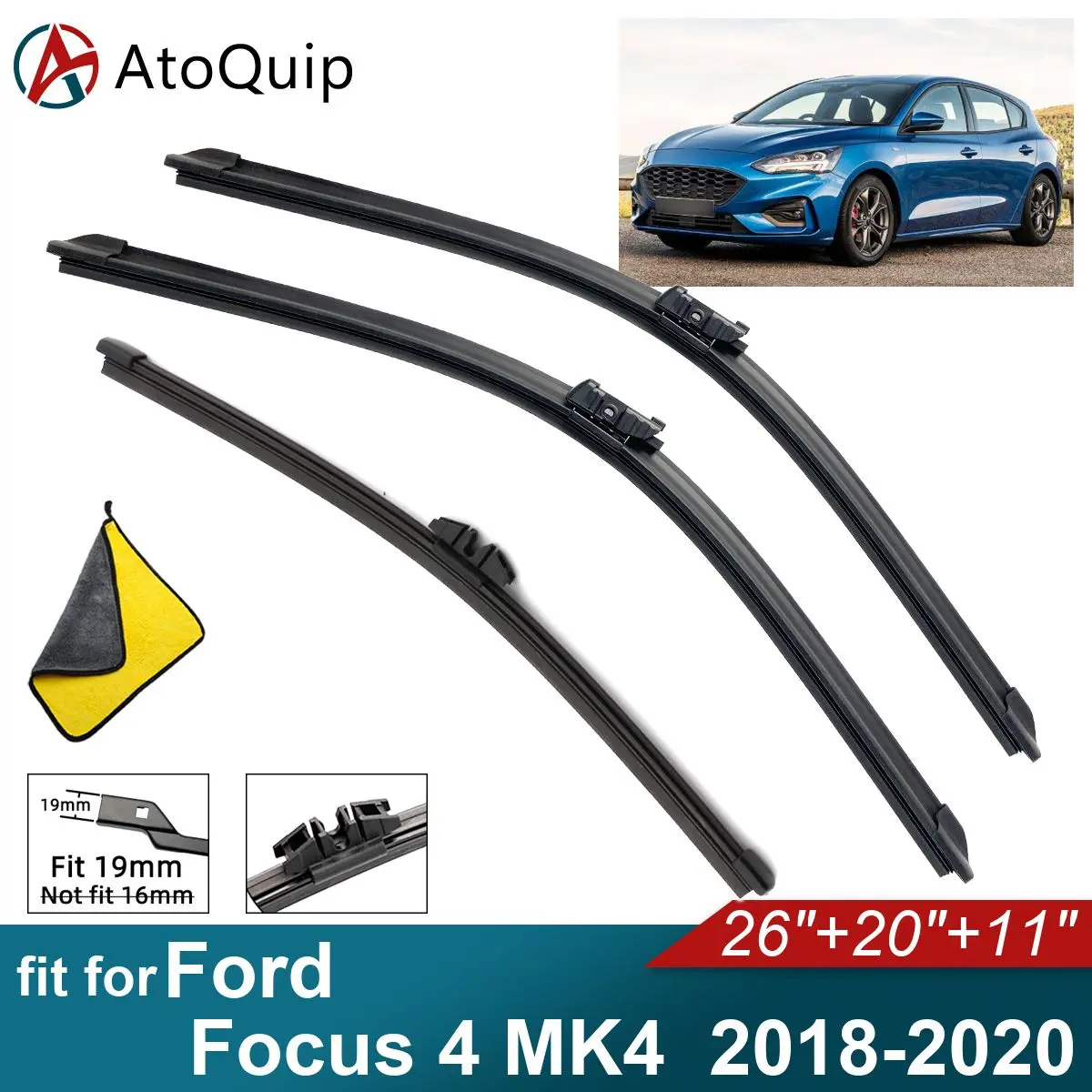 Car Windshield Wiper Blades Fit For Ford Focus 4 MK4 Rear Wiper Blades Soft Rubber Auto Front Windscreen