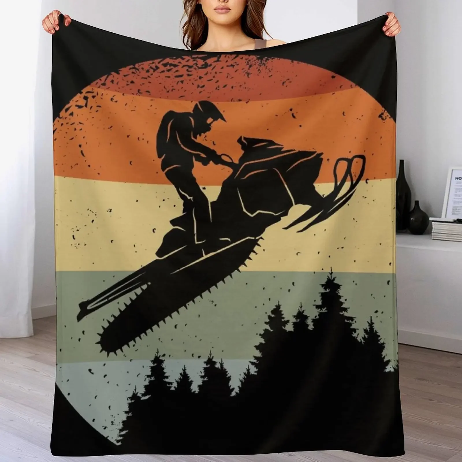 

Snowmobile Retro Throw Blanket Camping Retros for babies Luxury Brand Blankets