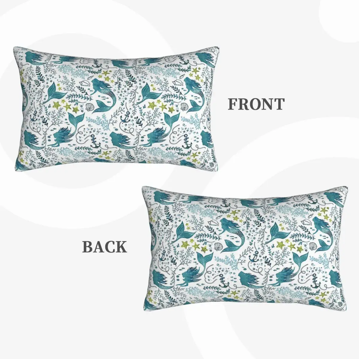 Mermaid Ocean Light Rectangle Pillowcase Cushion Cover Decor Bedroom Bed Home Comfort Throw Pillow