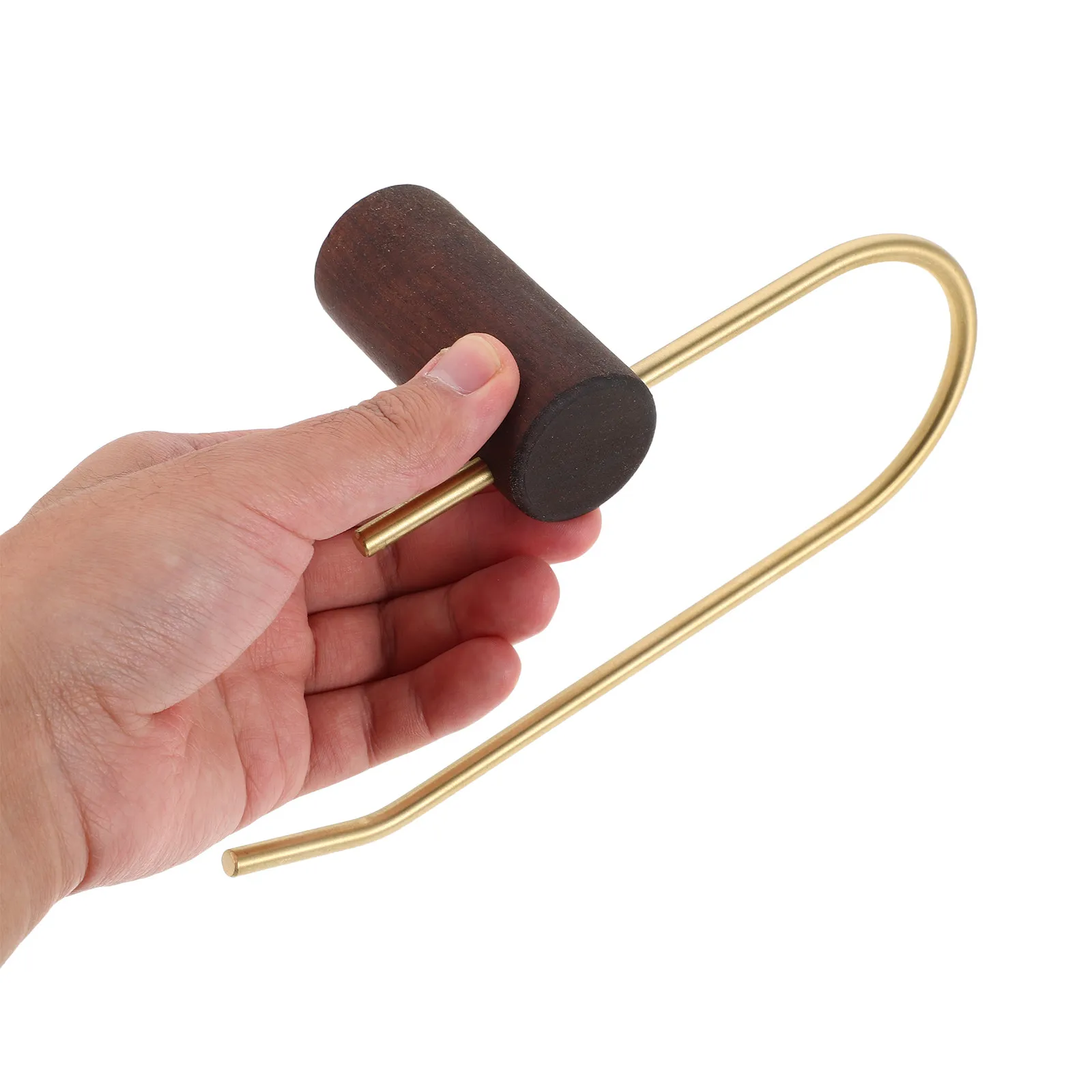 

Walnut Wood Toilet Paper Holder Brass Minimalist Wall Mounted Bathroom Tissue Paper Roll Holder No Drill Installation